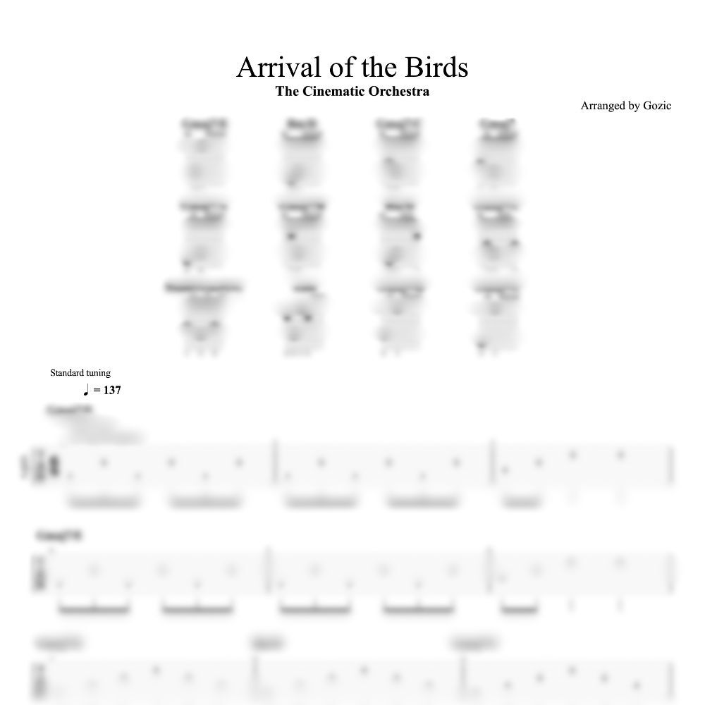 tablature arrival of the birds by the cinematic orchestra Arrival of the Birds - The Cinematic Orchestra