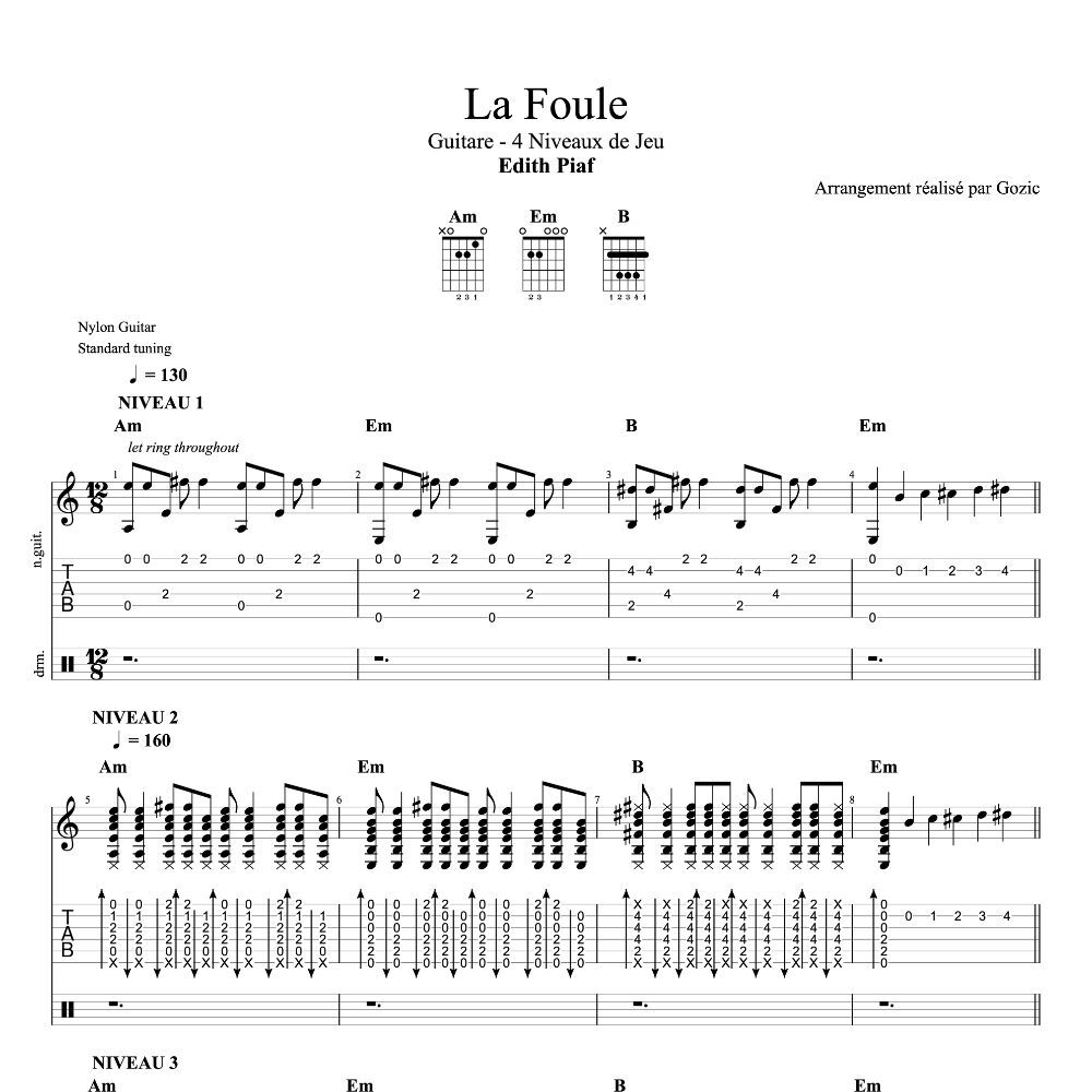 tablature la foule edith piaf Tablature de La Foule d'Edith Piaf
