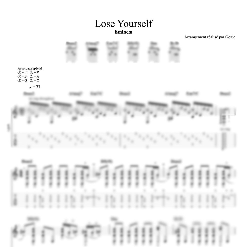 tablature floutee lose yourself Tablature floutée de Lose Yourself