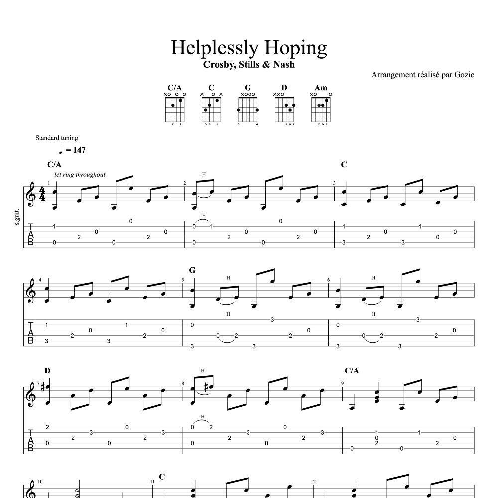 tablature helplessly hoping crosby stills nash Tablature de Helplessly Hoping de Crosby, Stills & Nash