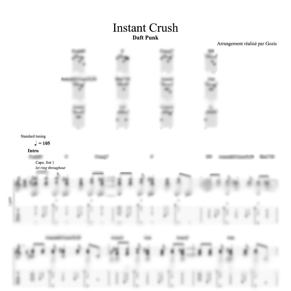 tablature floutee instant crush daft punk Tablature floutée de Instant Crush de Daft Punk