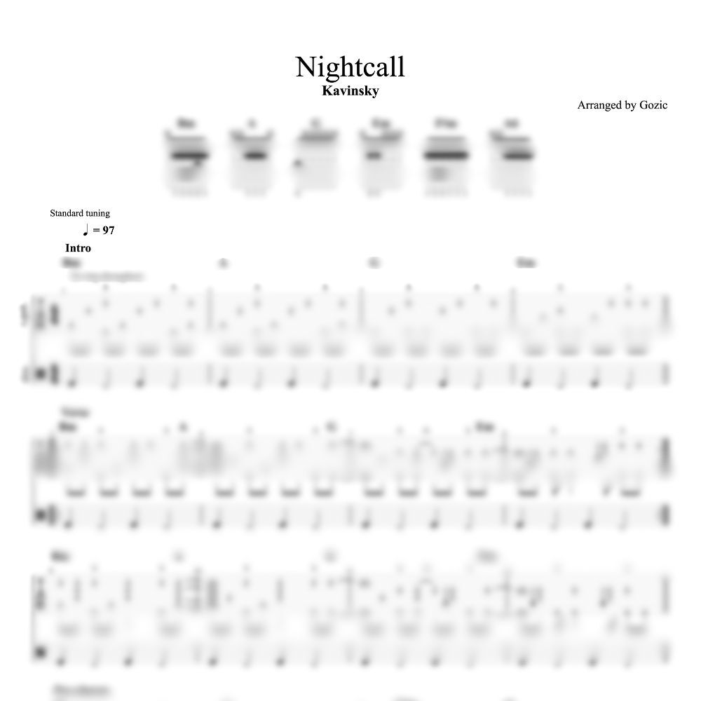 tablature floutee nightcall kavinsky Tablature floutée de Nightcall de Kavinsky